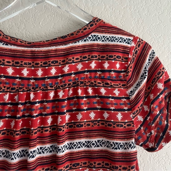 LUCKY BRAND Short Sleeve Aztec Tribal Print Blouse - Picture 9 of 11